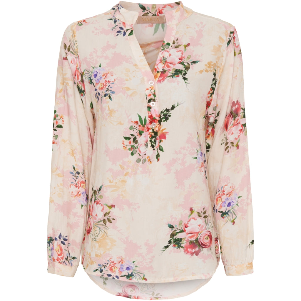 MARTA DU CHATEAU Marta du Chateau dame bluse 8128 Print Restudsalg Beige