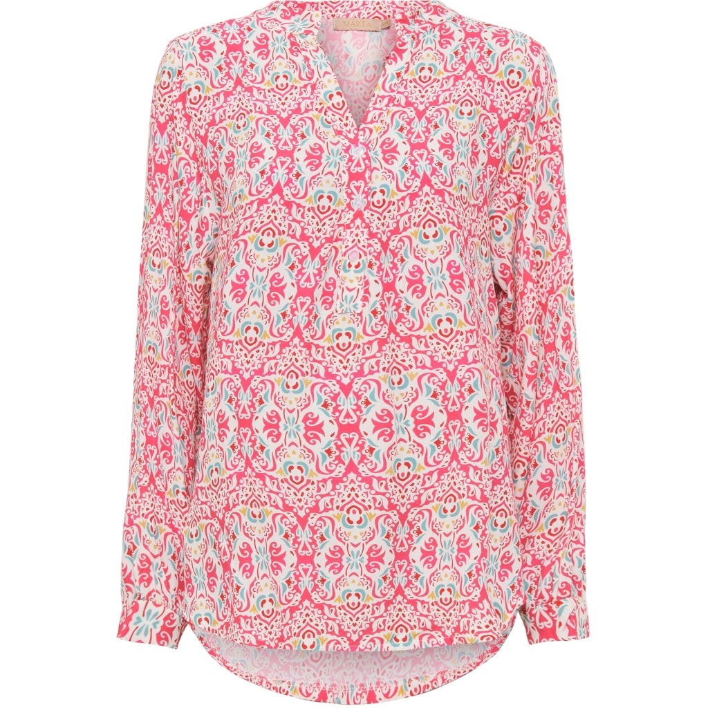 MARTA DU CHATEAU Marta du Chateau dame bluse 8128 Print Restudsalg Light Pink