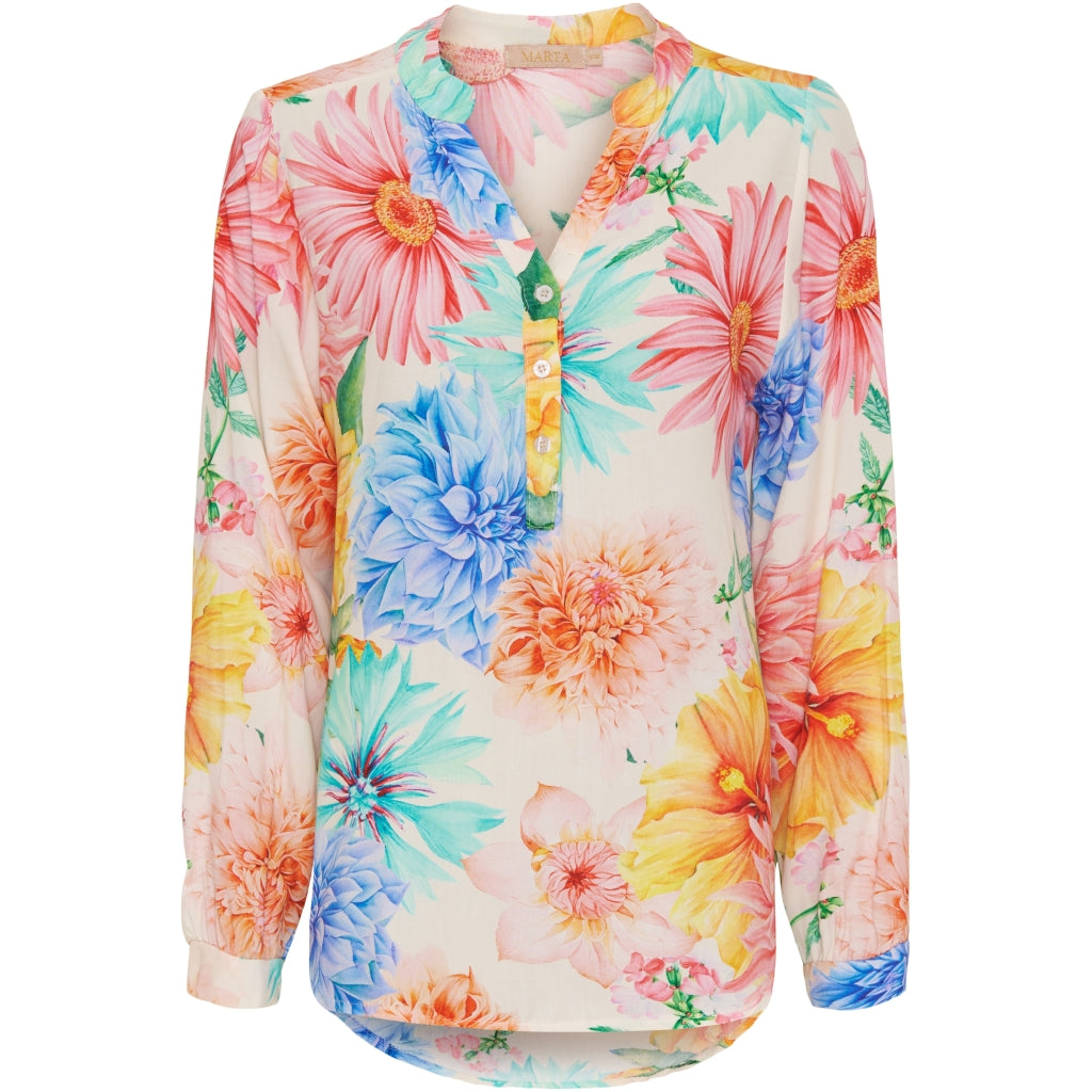 MARTA DU CHATEAU Marta du Chateau dame bluse 8128 Print Restudsalg Print Flower White