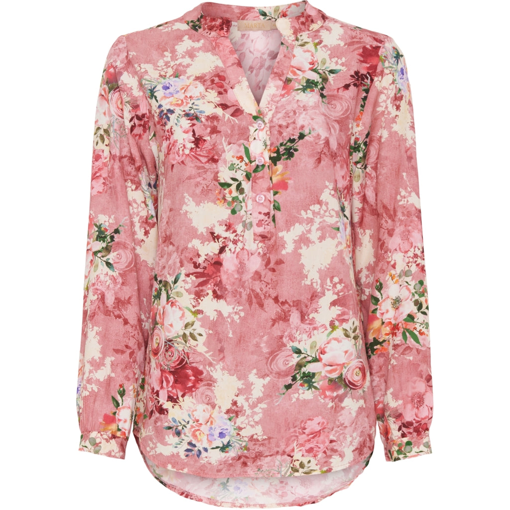 MARTA DU CHATEAU Marta du Chateau dame bluse 8128 Print Restudsalg Rosa