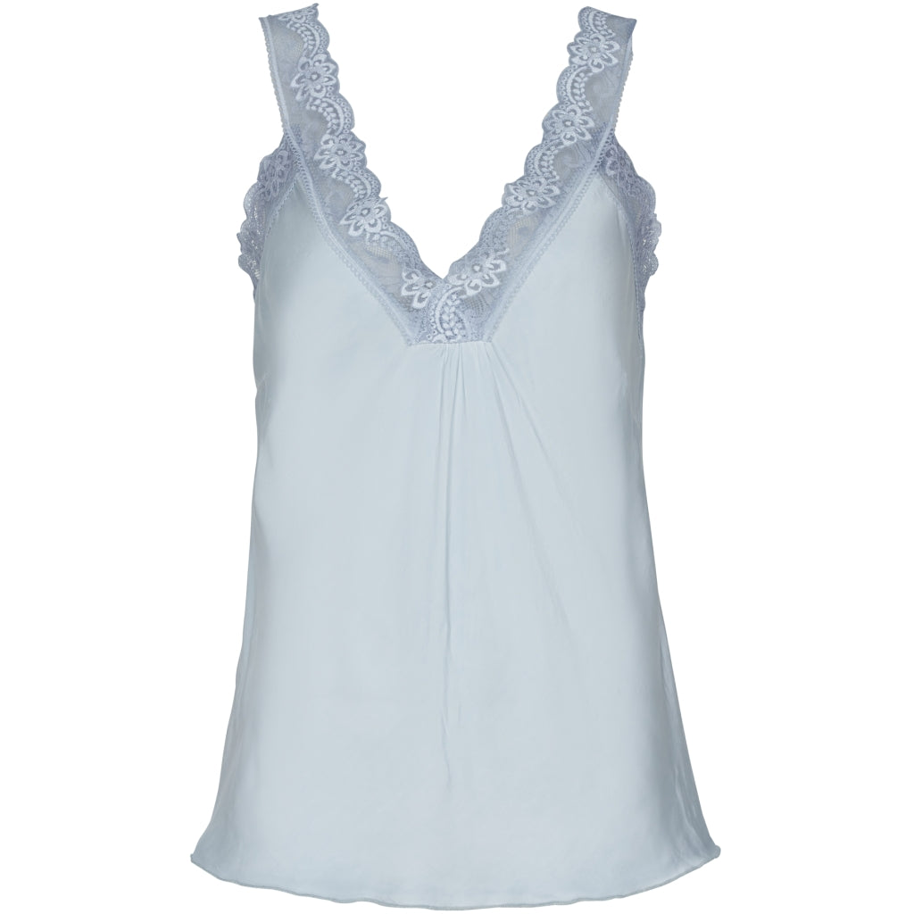 MARTA DU CHATEAU Marta du chateau dame top med blondekant 21336 Top Light blue
