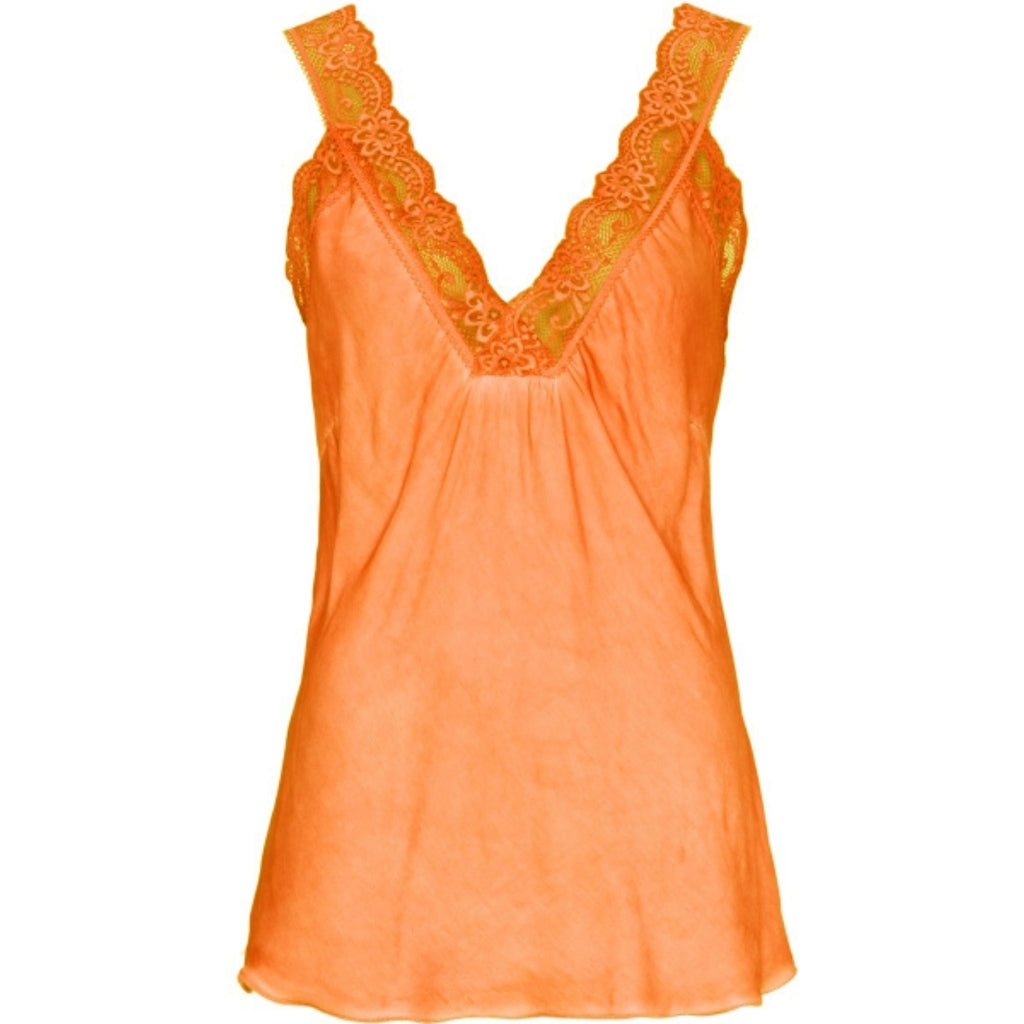 MARTA DU CHATEAU Marta du chateau dame top med blondekant 21336 Top Orange