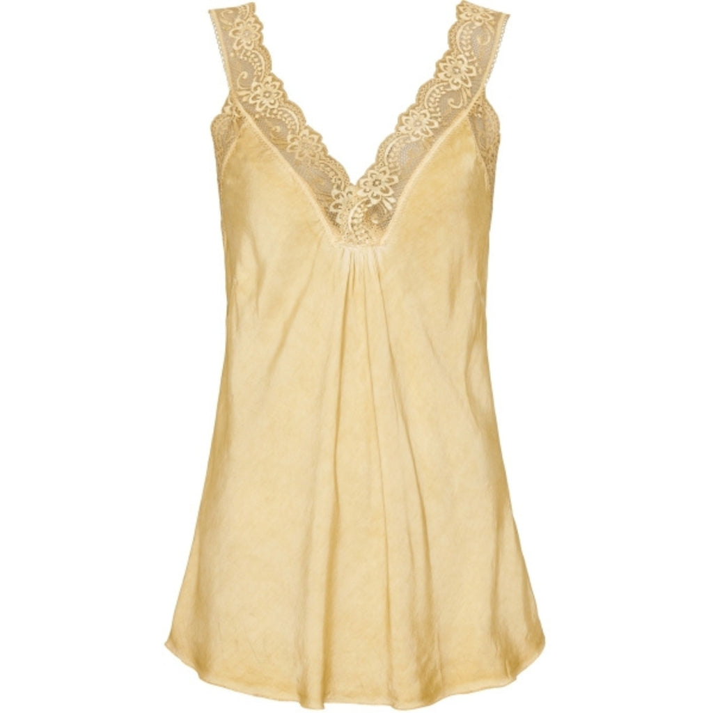 MARTA DU CHATEAU Marta du chateau dame top med blondekant 21336 Top Senape