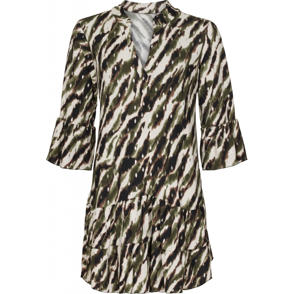 MARTA DU CHATEAU Mønstret kort kjole Restudsalg Kaki