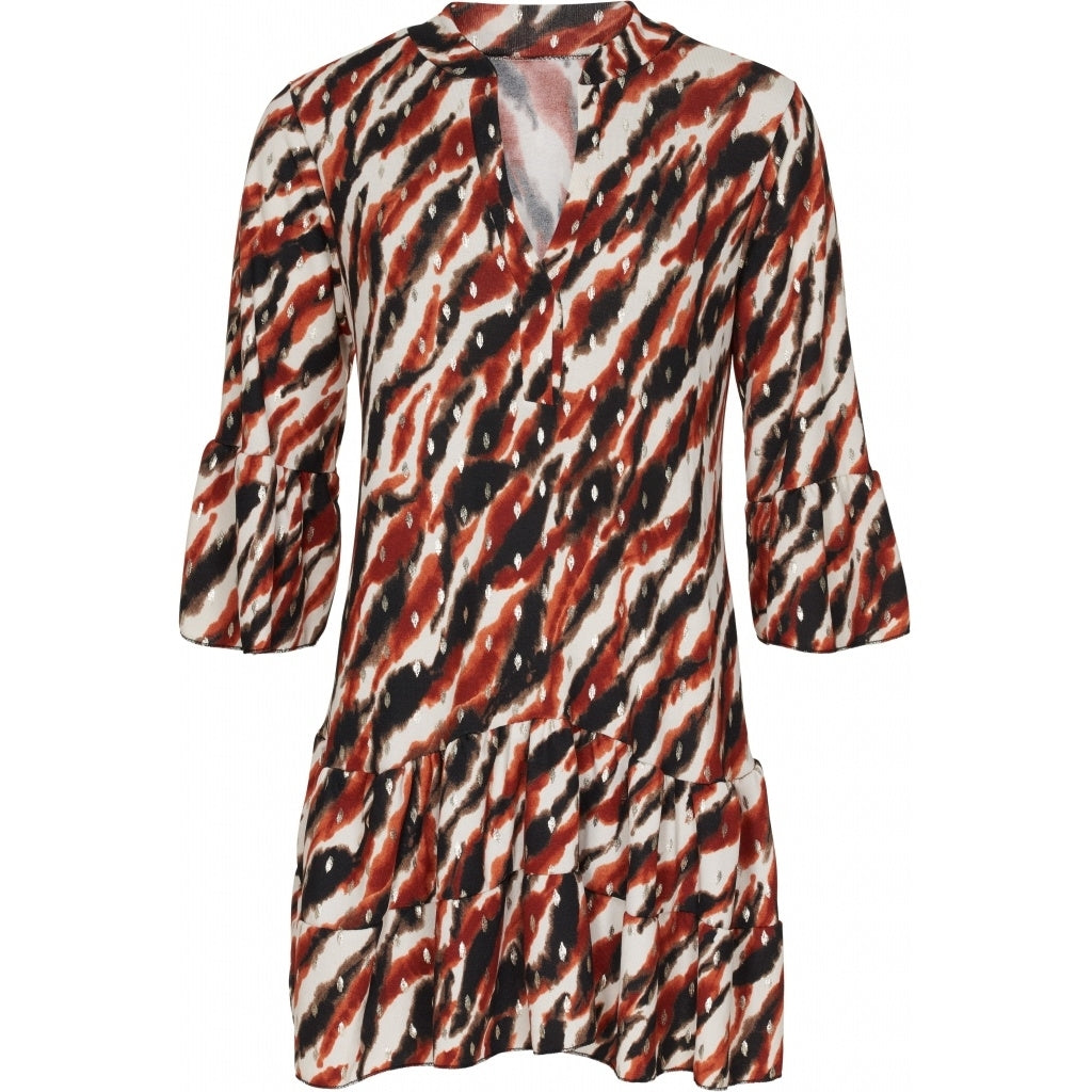 MARTA DU CHATEAU Mønstret kort kjole Restudsalg Rust