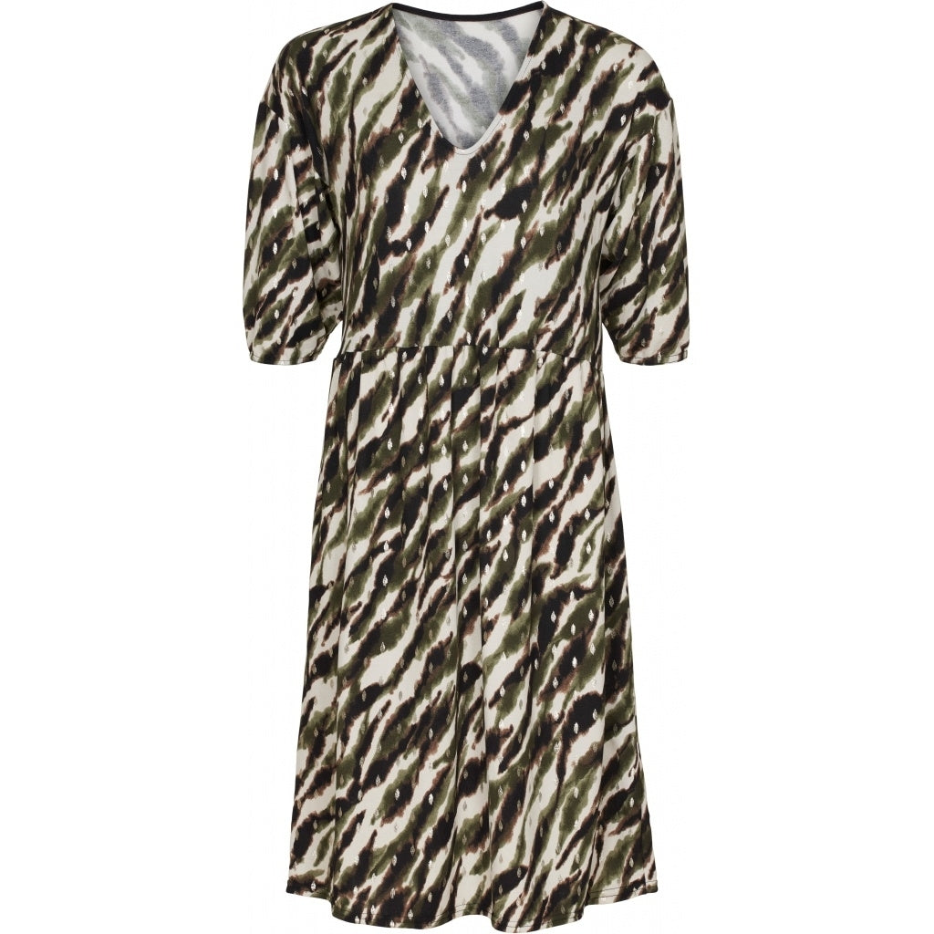 MARTA DU CHATEAU Mønstret lang kjole Restudsalg Kaki