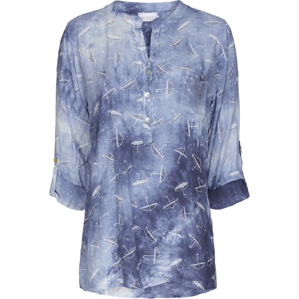 MARTA DU CHATEAU Skjortebluse med mønster Restudsalg Blue