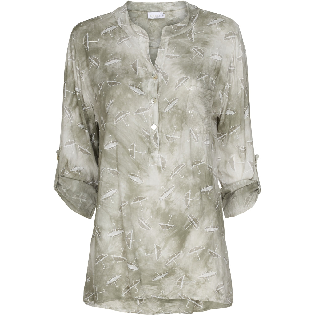 MARTA DU CHATEAU Skjortebluse med mønster Restudsalg Green