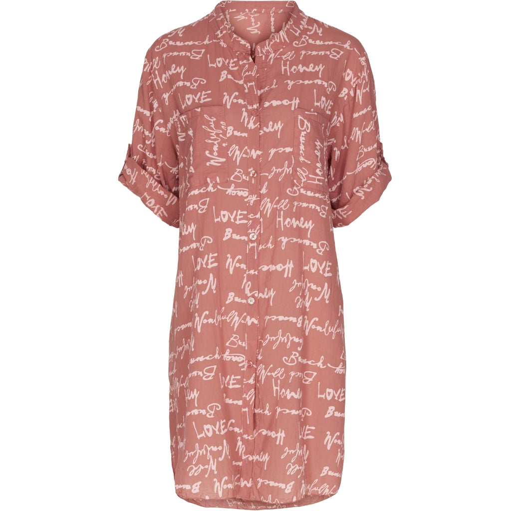 MARTA DU CHATEAU Skjortekjole med skrift Restudsalg Paprika