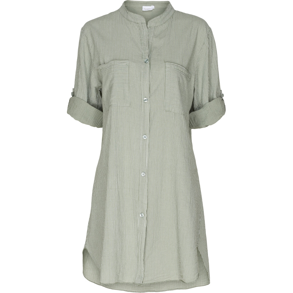 MARTA DU CHATEAU Skjortekjole med striber Dress Green