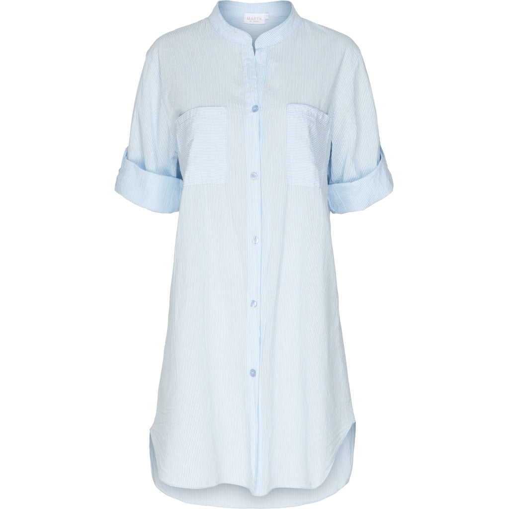 MARTA DU CHATEAU Skjortekjole med striber Dress Light blue