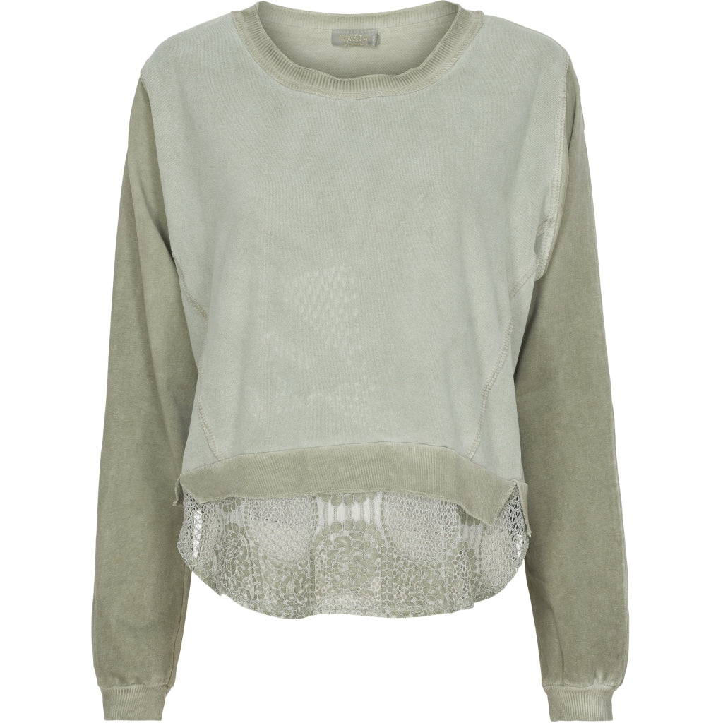 MARTA DU CHATEAU Sweatshirt med blondekant Restudsalg Green
