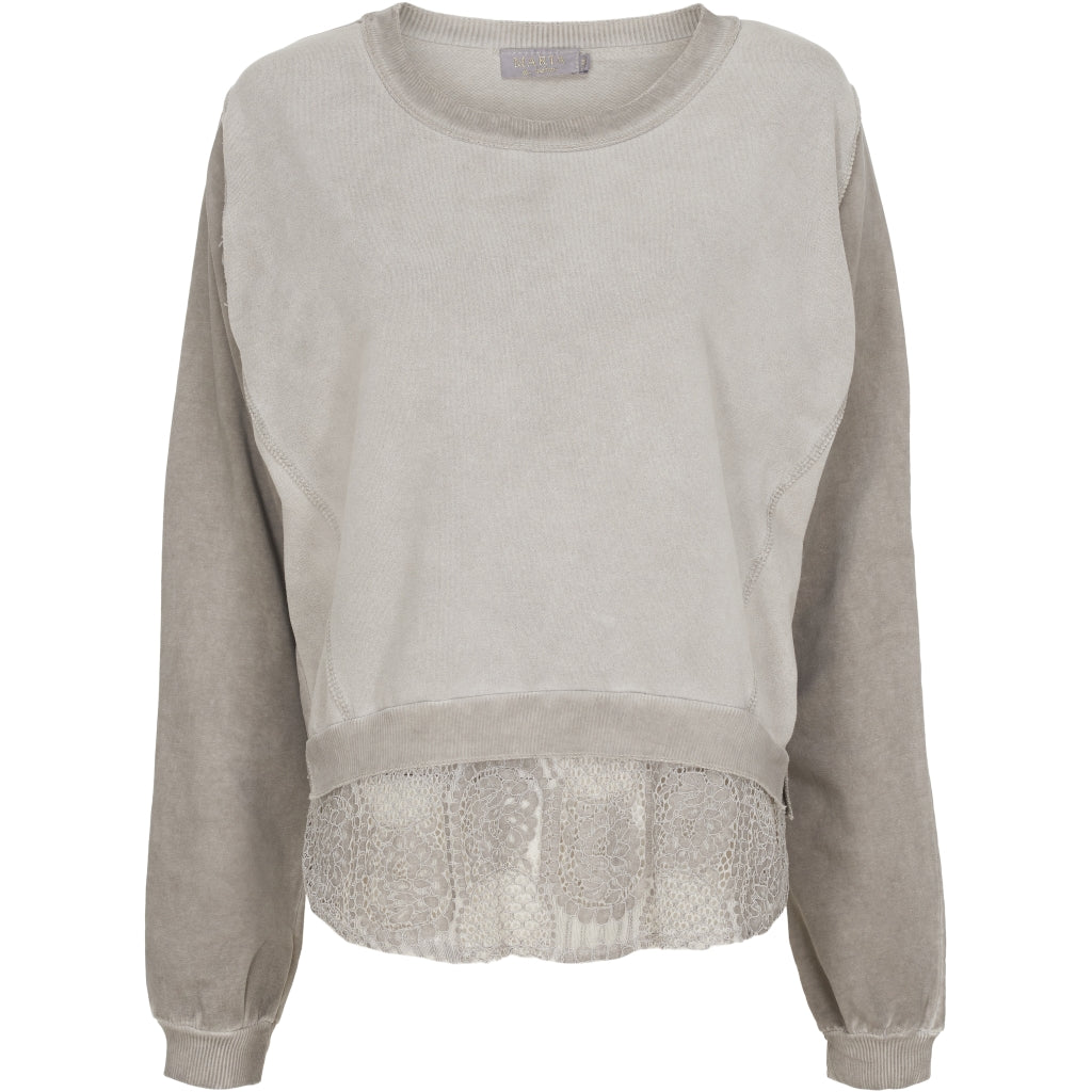 MARTA DU CHATEAU Sweatshirt med blondekant Restudsalg Grey