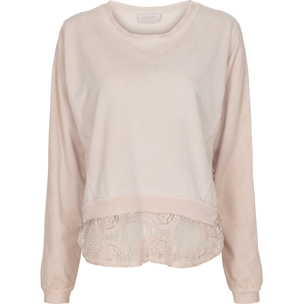 MARTA DU CHATEAU Sweatshirt med blondekant Restudsalg Rose