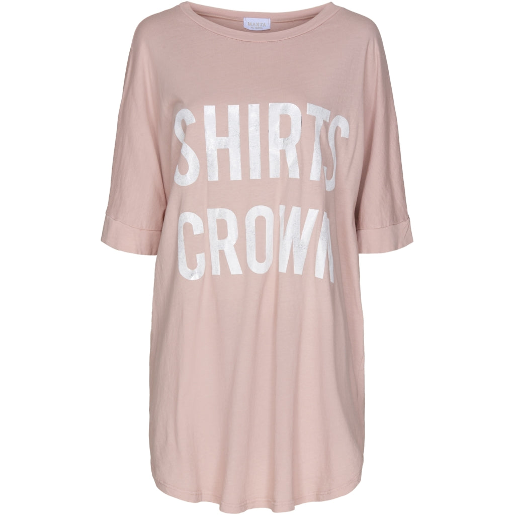 MARTA DU CHATEAU T-shirt med sølv-skrift T-shirt Rose