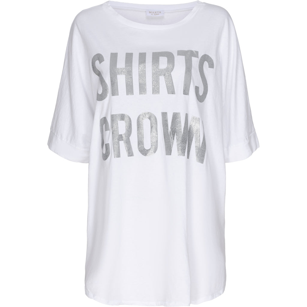 MARTA DU CHATEAU T-shirt med sølv-skrift T-shirt White